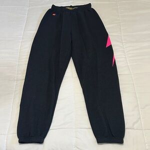 Aviator Nation Black Joggers with Pink Details